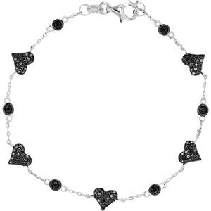 Macy’s black spinel Heart chain Bracelet